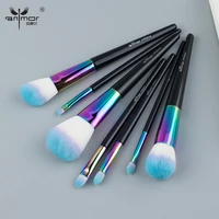 anmor 7pcs rainbow makeup brushes set professional make up brush for face eyes makeup full size copper handle