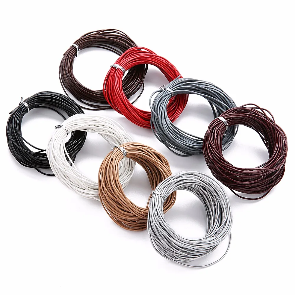 Шнур из 100% натуральной кожи для ювелирных изделий 10 м/лот 2 мм|round leather cord|jewelry cordround