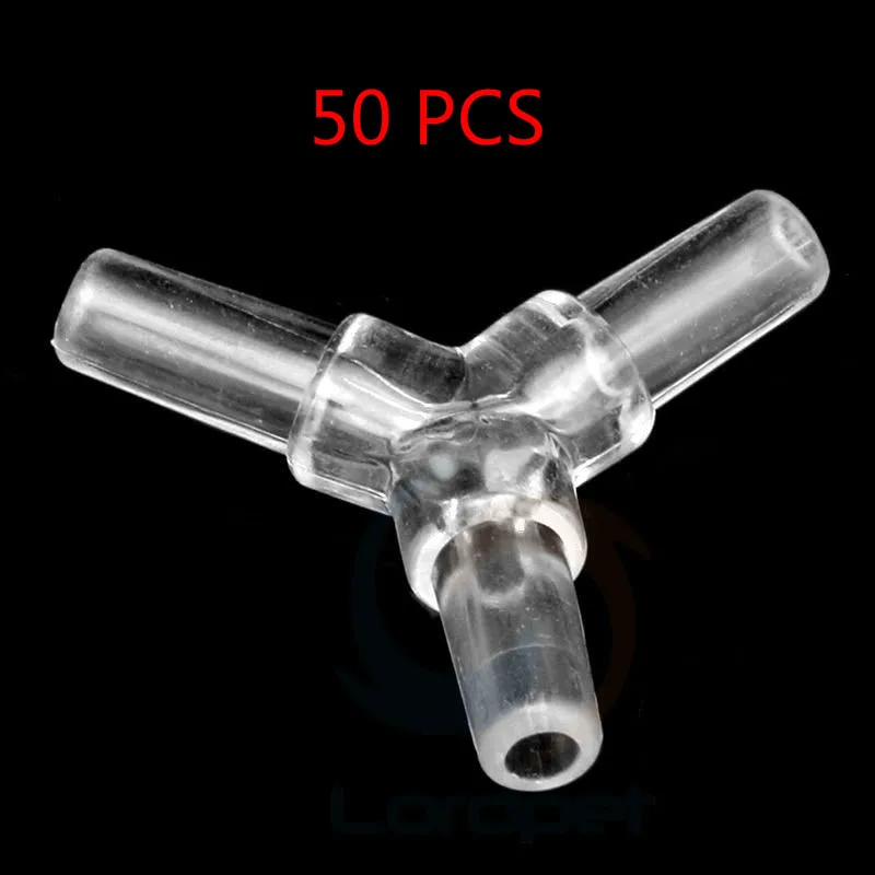 50pcs Acrylic Aquarium 3 Way Y Shape Connector Air Oxygen Flow Valves For Fish Tank Pipe Tubing Accessories | Дом и сад