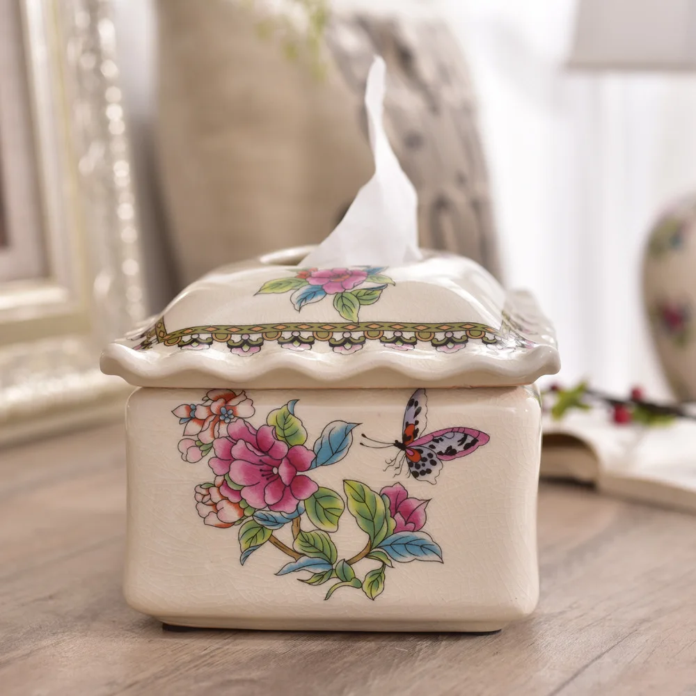 

Manufacturers selling high-grade ceramic crafts ceramic ice crack paper towel box paper box creative ceramic ornaments