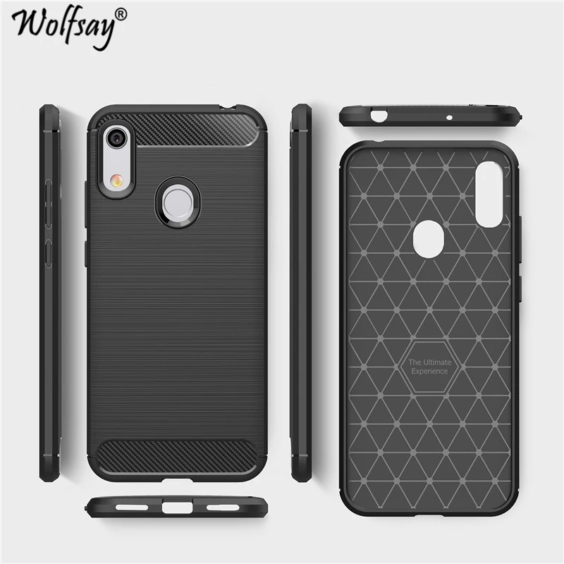 Carbon Fiber Cover For Huawei Y6 2019 Case Prime Rubber Bumper Silicone JAT-L41 6.09 inch | Мобильные телефоны и