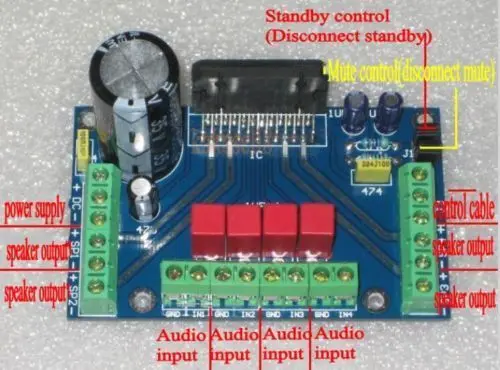 DC 12V TDA7388 4 канала пути 4x41W аудио усилитель мощности доска BTL PC автомобильный