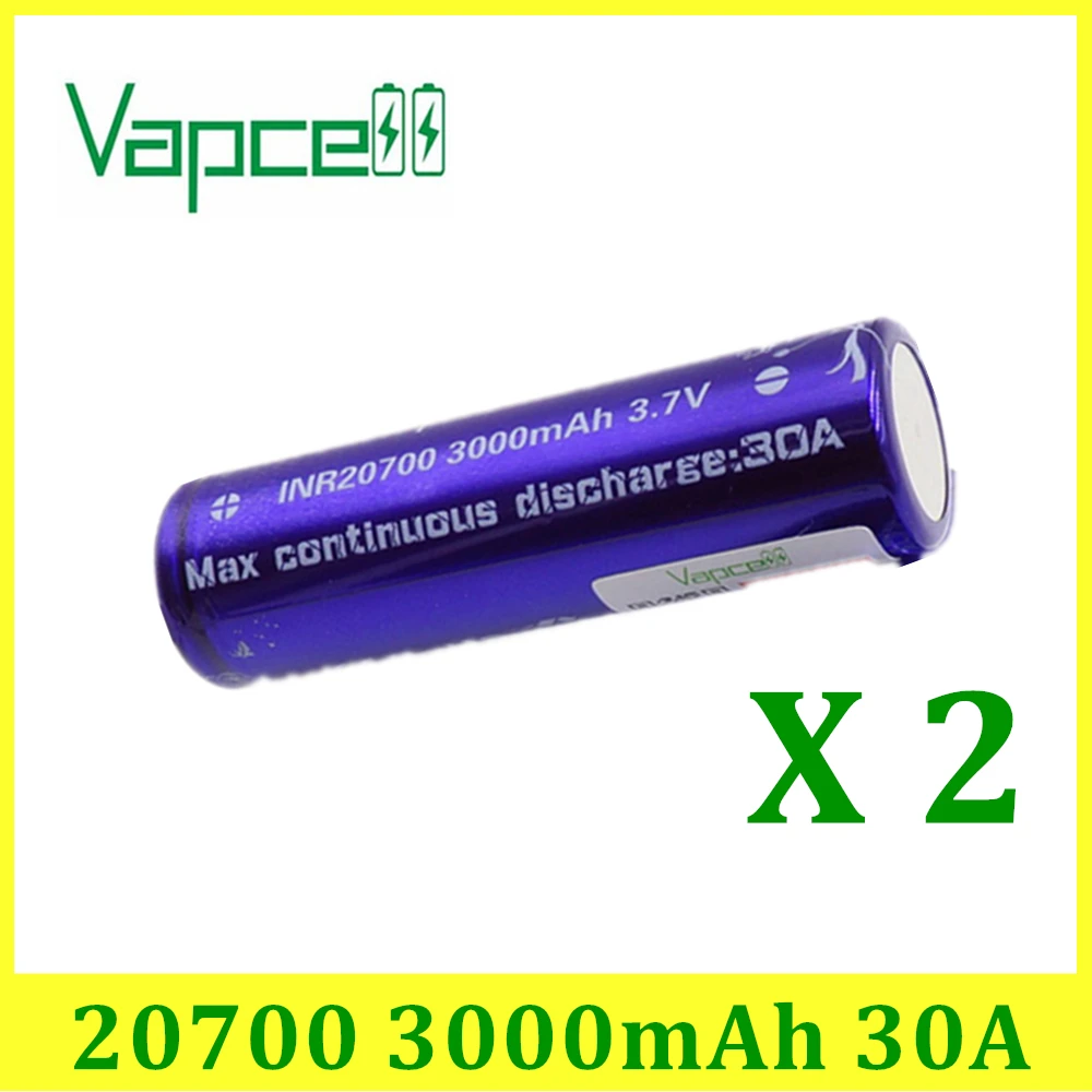 2 шт. VAPCELL INR20700 3000 мАч литиевый блок питания 30A мощный электрический инструмент 3 7 в