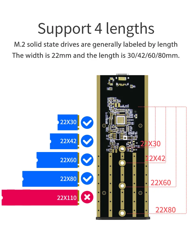 Портативный корпус SSD PCIE NVMe M.2 ssd чехол Чехол на жесткий диск s с разъемом тепла Тип c 3,1 высокоскоростной корпус