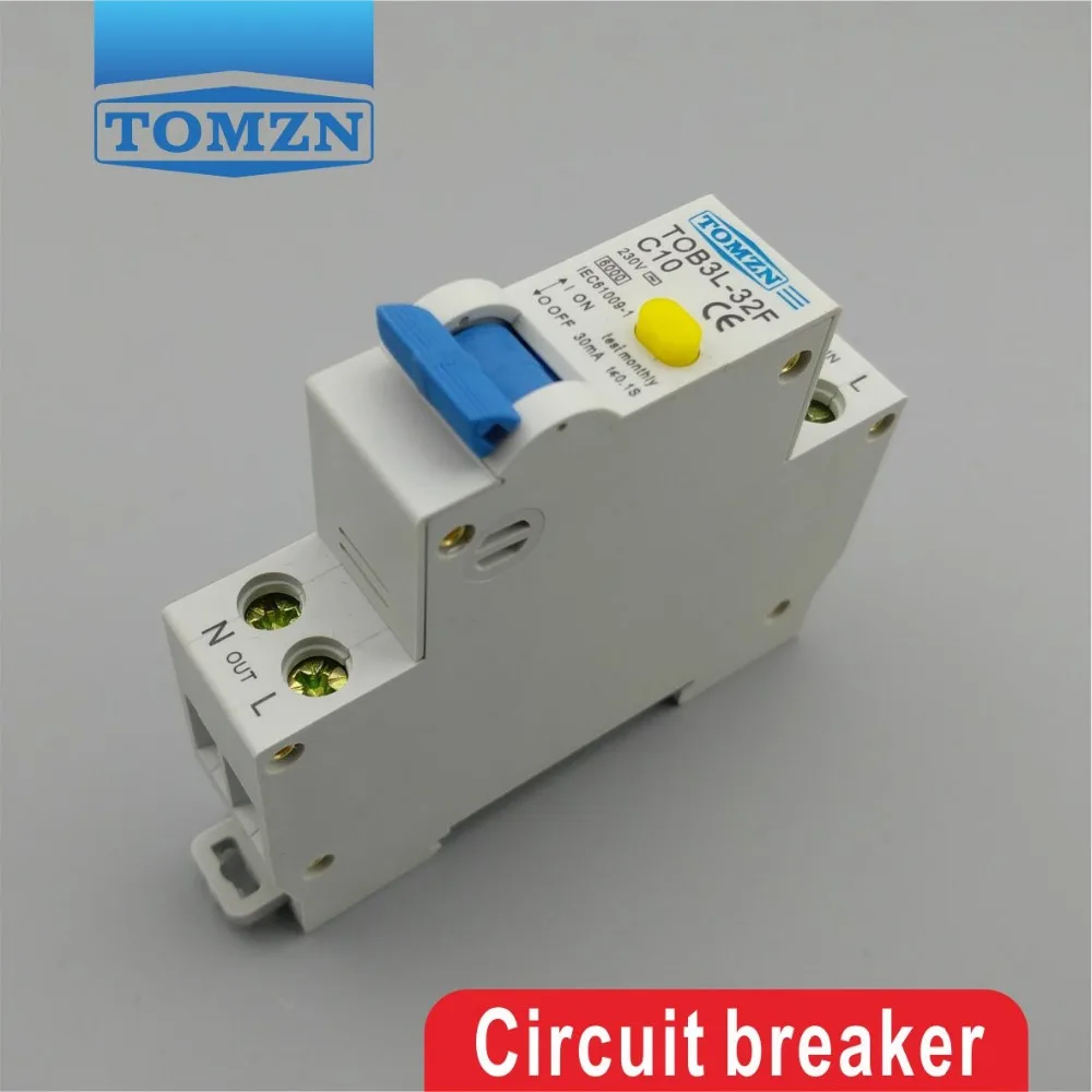 TOB3L 32F 18 мм RCBO 10A 1P + N 6KA автоматический выключатель остаточного тока с защитой от