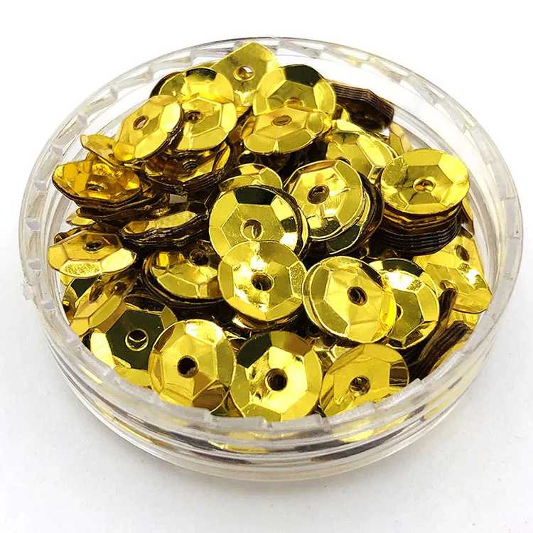 Gold Новая 10 г/250 г/500 г 6 мм круглая форма ПВХ вогнутой формы с отверстием пришить блестки ремесла свадебные украшения, аксессуары - Цвет: Gold
