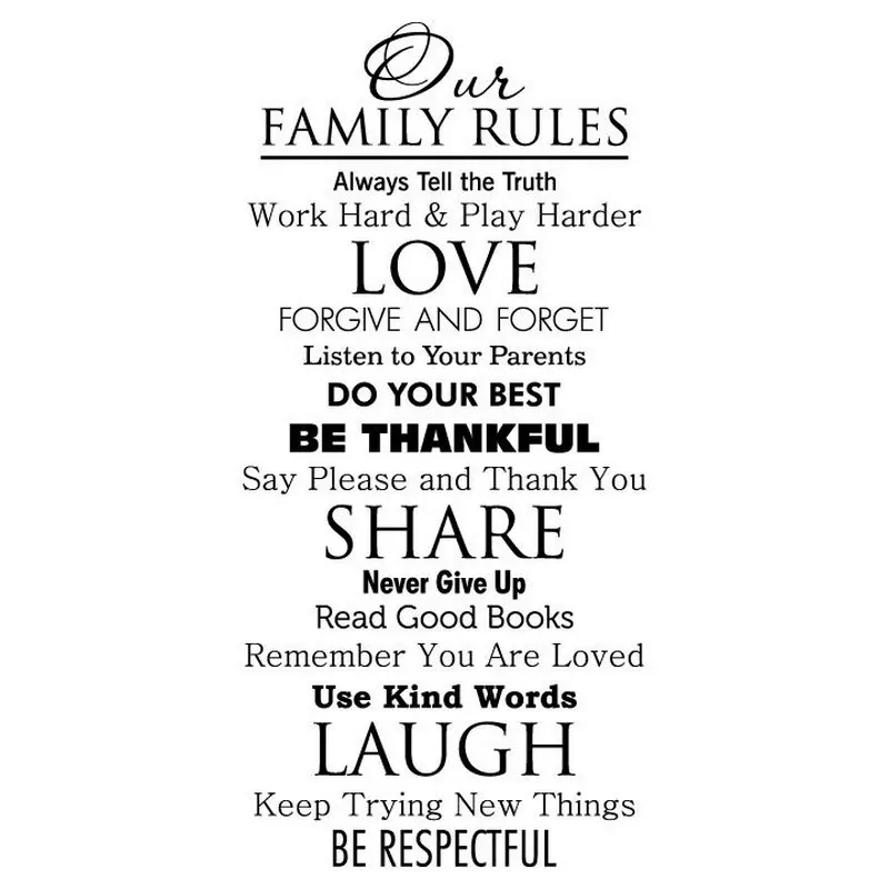 

Our Family Rules Always Tell The Truth Quotes Vinyl Wall Lettering Stickers Home Art Decor Decal