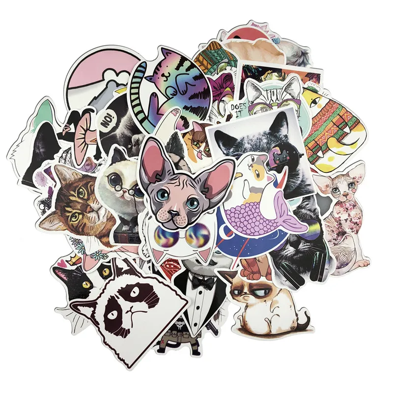 50 шт./лот Kawaii милые наклейки для кошек креативные на чемодан ноутбука багажные