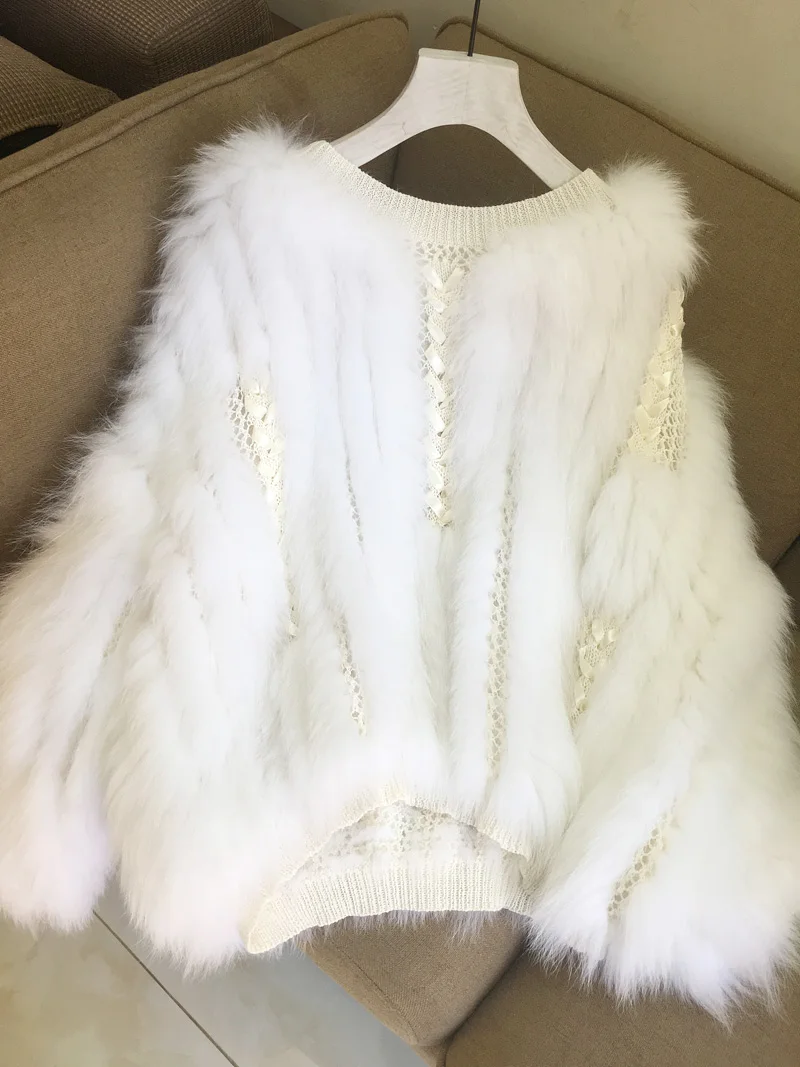 

2019 Fox Fur Fur Vest Fur Coat Jacket Vest Fox Rushed Full O-neck New Sweater Braid Hair Fashion Woven Scalp Straw Woman Faux