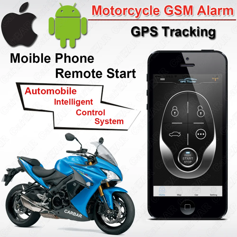 IOS Android Waterproof Motorcycle Motor GSM GPS Tracking Alarm Keyless Entry System Fence Overspeed SMS Shock ACC trigger Alarm