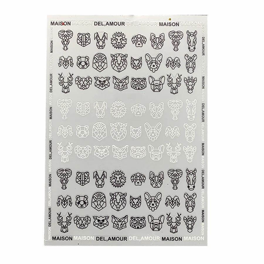 1 лист NailMAD оригами животные стикеры 3D на ногти Nail Art складные Львы наклейки для ногтей Flexagon клейкие наклейки