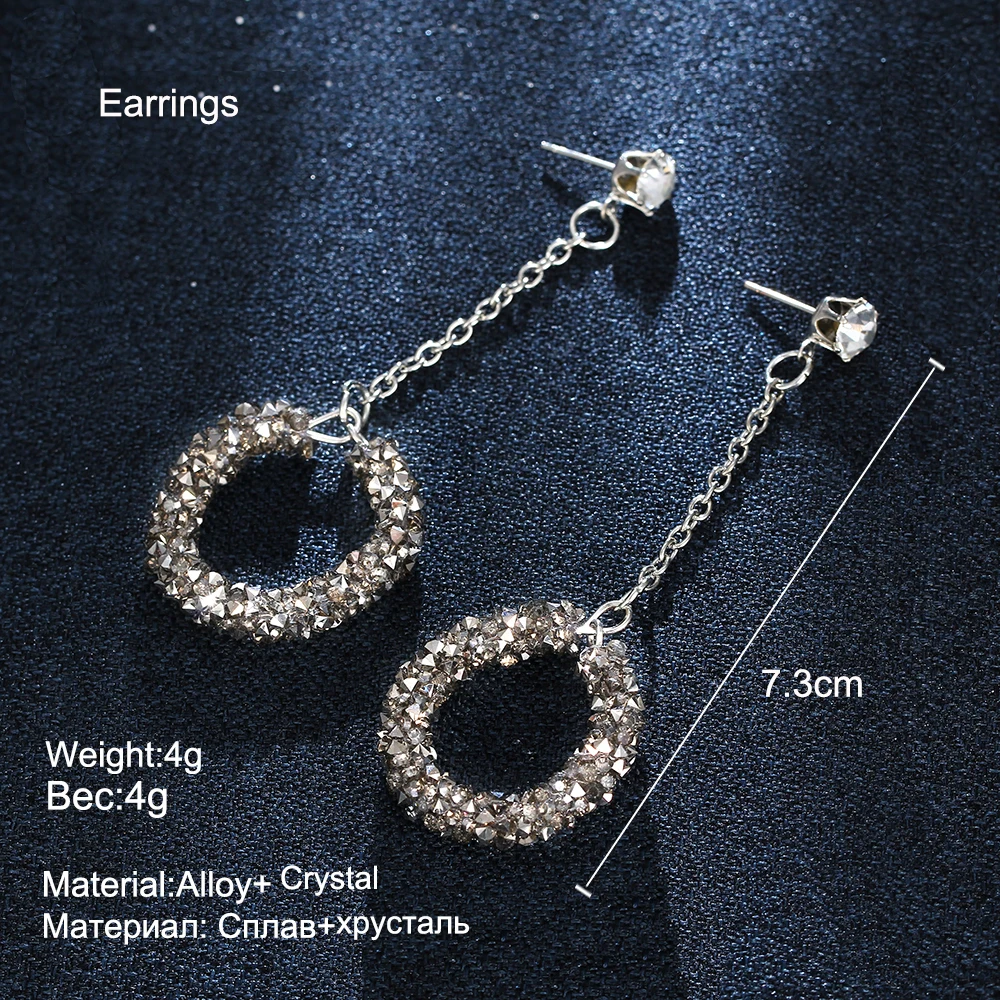 Vintage Handmade Round Geometric Black Rhinestone Earrings Long Dangle Chandelier Earring For Women Party Statement Jewelry | Украшения и