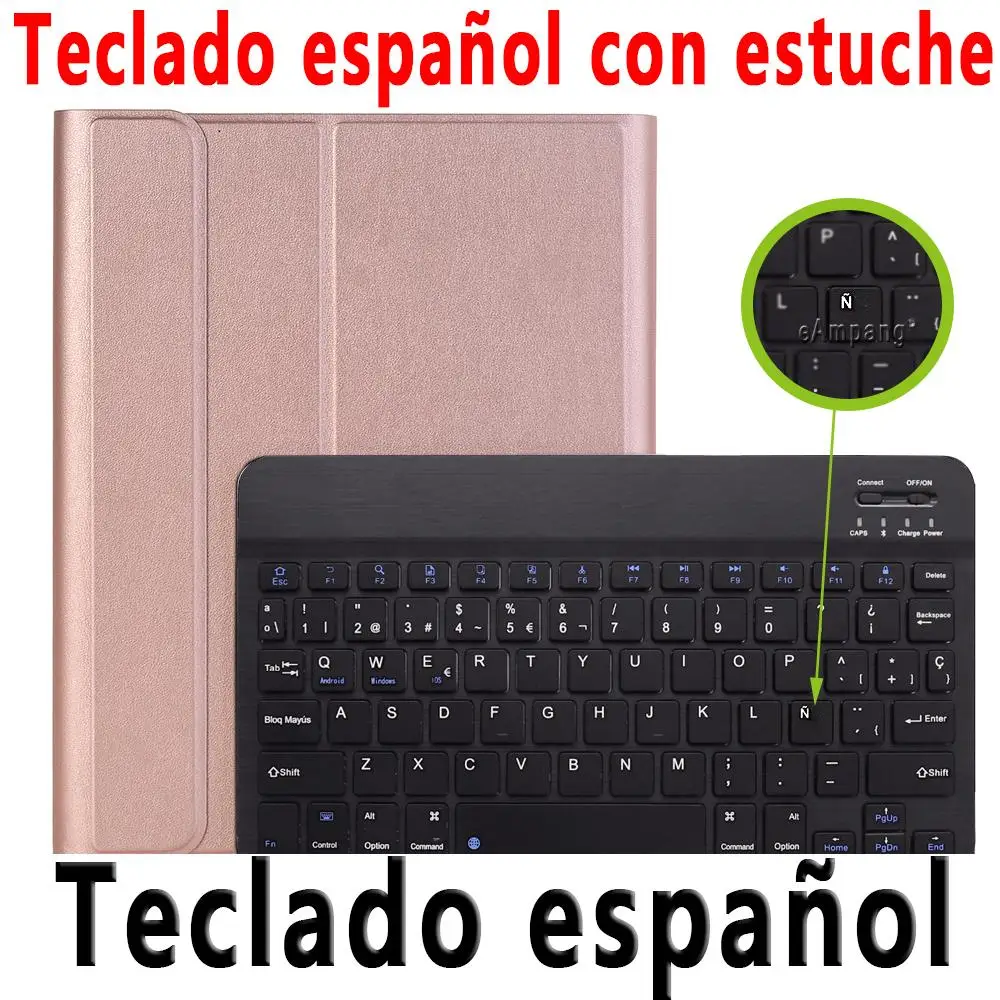 Spanish Keyboard Для iPad чехол с клавиатурой и карандашом для iPad 9,7 5th 6th Generation Air 1 2 Русский Испанский чехол для клавиатуры - Цвет: Spanish Keyboard