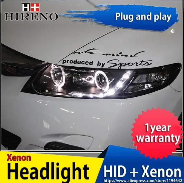 Headlights Hireno фары для 2006-2011 Honda Civic передних фар сборки светодиодный DRL ангел объектив двойной луч ксеноновые 2 шт - Цвет: Headlights