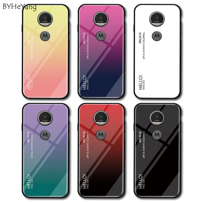 For Motorola Moto G6 Play Case Luxury Hard Tempered Glass Fashion Gradient Protective Back Cover case play full capa |