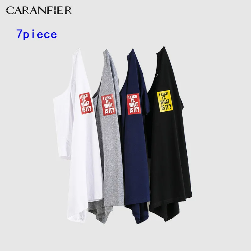 CARANFIER Новые мужские футболки высокого качества хлопок повседневные с коротким
