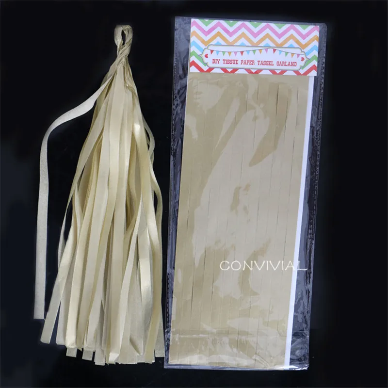 Gold paper tassel Soild Цвет гирлянда из папиросной бумаги с кистями, хороший подарок на день рождения, свадьбу, вечерние, Дня благодарения рождественское торжественное мероприятие вечерние украшения - Цвет: Gold paper tassel
