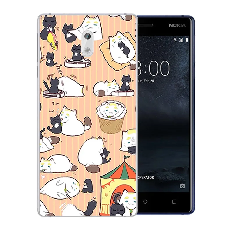 Для Nokia 3 чехол для телефона Кристальный силикон задняя крышка удача кошка