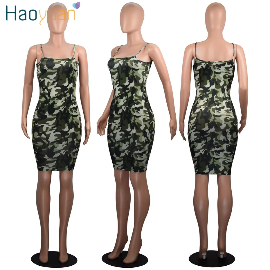 HAOYUAN, камуфляжное, размера плюс, сексуальное Клубное платье, летнее, с открытыми плечами, мини, вечерние, Пляжное платье, платья-футляр с вырезом на спине для женщин