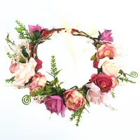 spring rose flower headband wreath kids party floral garlands adjustable festival flower crown women wedding hair accessories