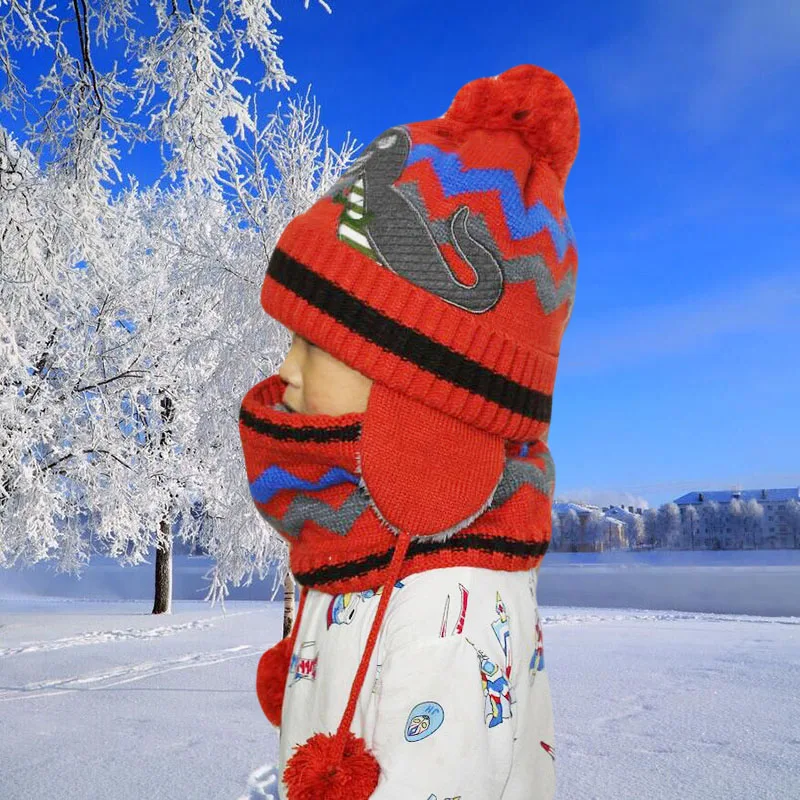 Толстые теплые зимние Шапки мальчиков головные уборы Skullies Beanies зимняя шапка