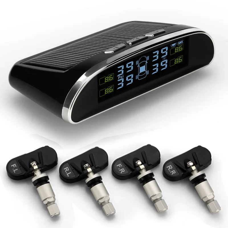 Солнечная энергия автомобиля TPMS провод в режиме реального времени цифровой дисплей сигнализации с давлением в шинах и температура мониторинга системы для авто безопасности