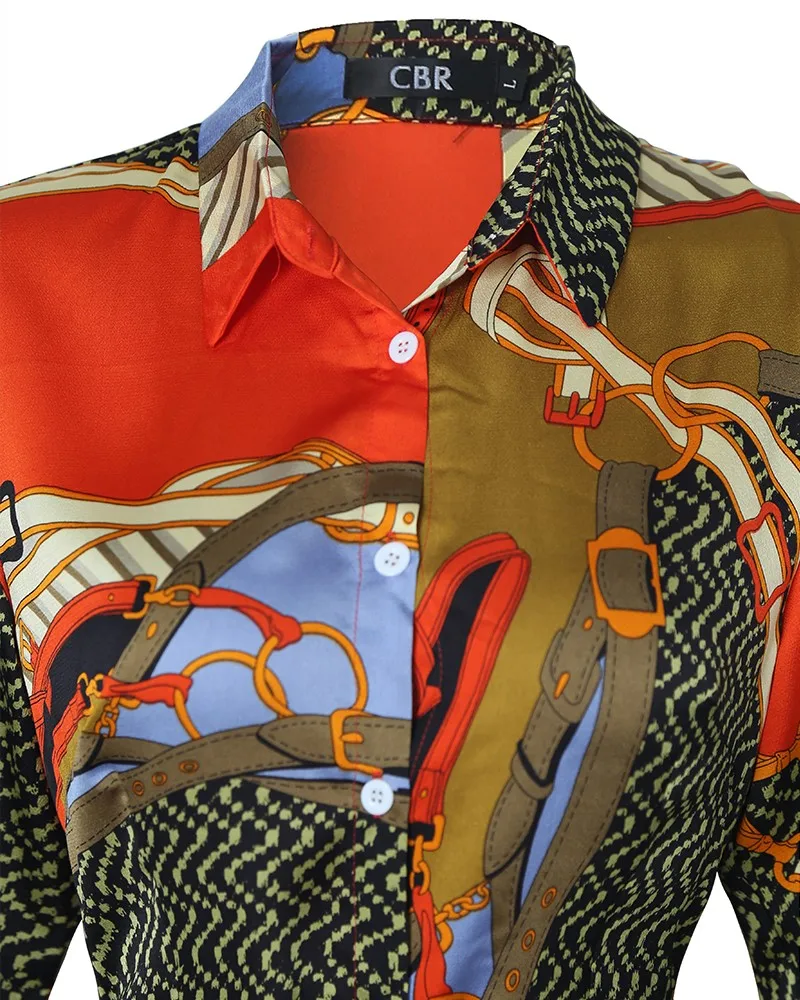 Платье-рубашка на пуговицах с принтом | Женская одежда