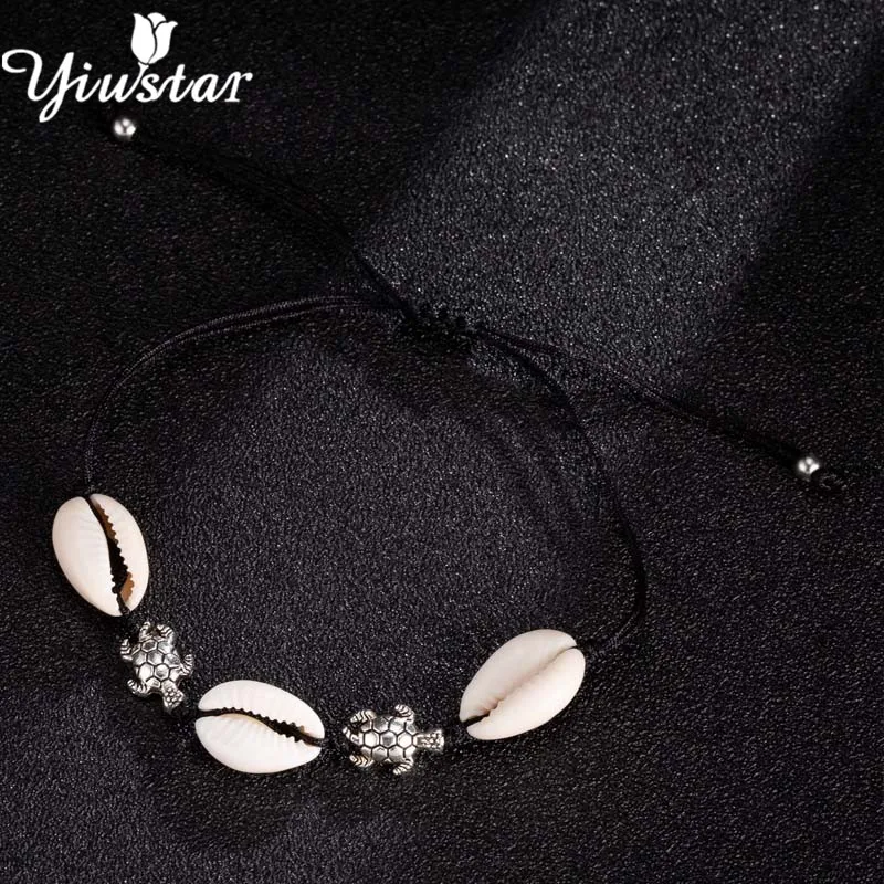 Yiustar Sea Animal Turtle Beach Shell Choker Bracelets Bangles Women hombre Boho Jewelry Hand Knit Bracelet Summer Conch Gifts | Украшения