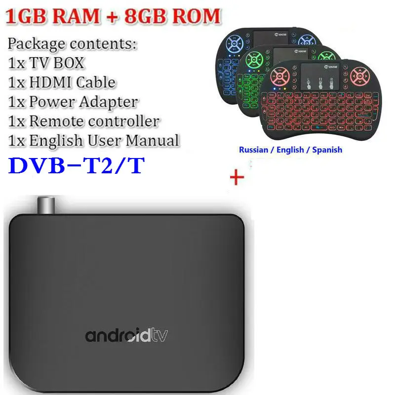 M8S PLUS DVB Smart 4K Android 7,1 ТВ приставка DVB-T2/T DVB-S2X/S2/S наземный комбо Amlogic S905D четырехъядерный 1 ГБ 8 ГБ 1080p - Цвет: T With I8