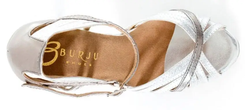 Женские туфли для латиноамериканских танцев профессиональные Серебристые