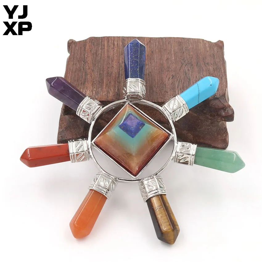 

YJXP Reiki генератор целлюлозы, передатчик энергии 7, шестиугольная колонна чакры, 7-цветный слой, пирамида, натуральный камень, баланс йоги, ювел...