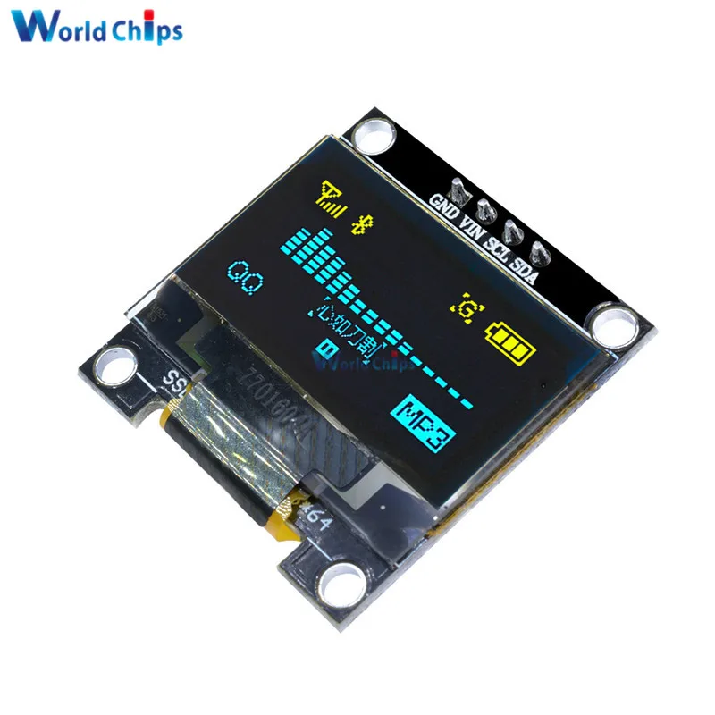 0,96 дюймов IIC Серийный желтый синий OLED дисплей модуль 128X64 IEC SSD1306 12864 плата с ЖК-экраном GND VCC SCL SDA 0,9" для Arduino