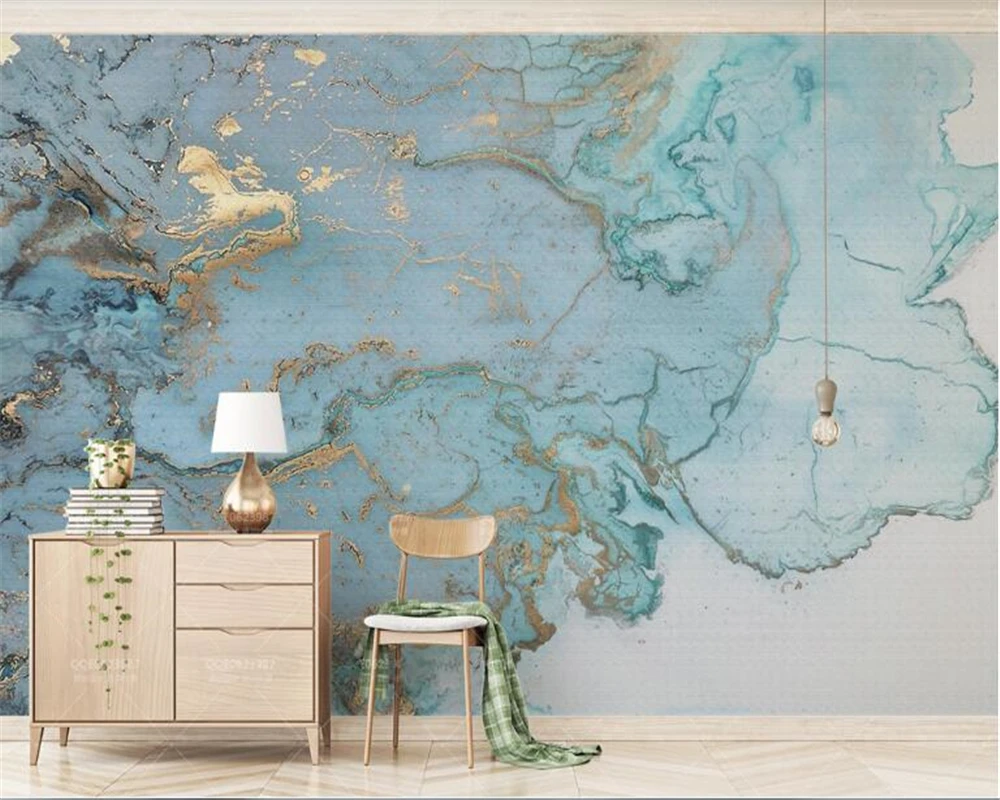 Настенные обои beibehang на заказ Модные Роскошные Синие бронзирующие в стиле ретро
