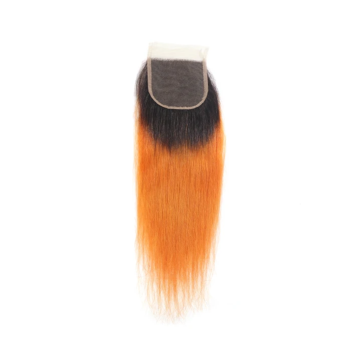 Tdhair Омбре пряди с закрытием 1B/Orange бразильские волосы ткать Омбре прямые человеческие волосы 3 пряди с 4*4 закрытием для женщин