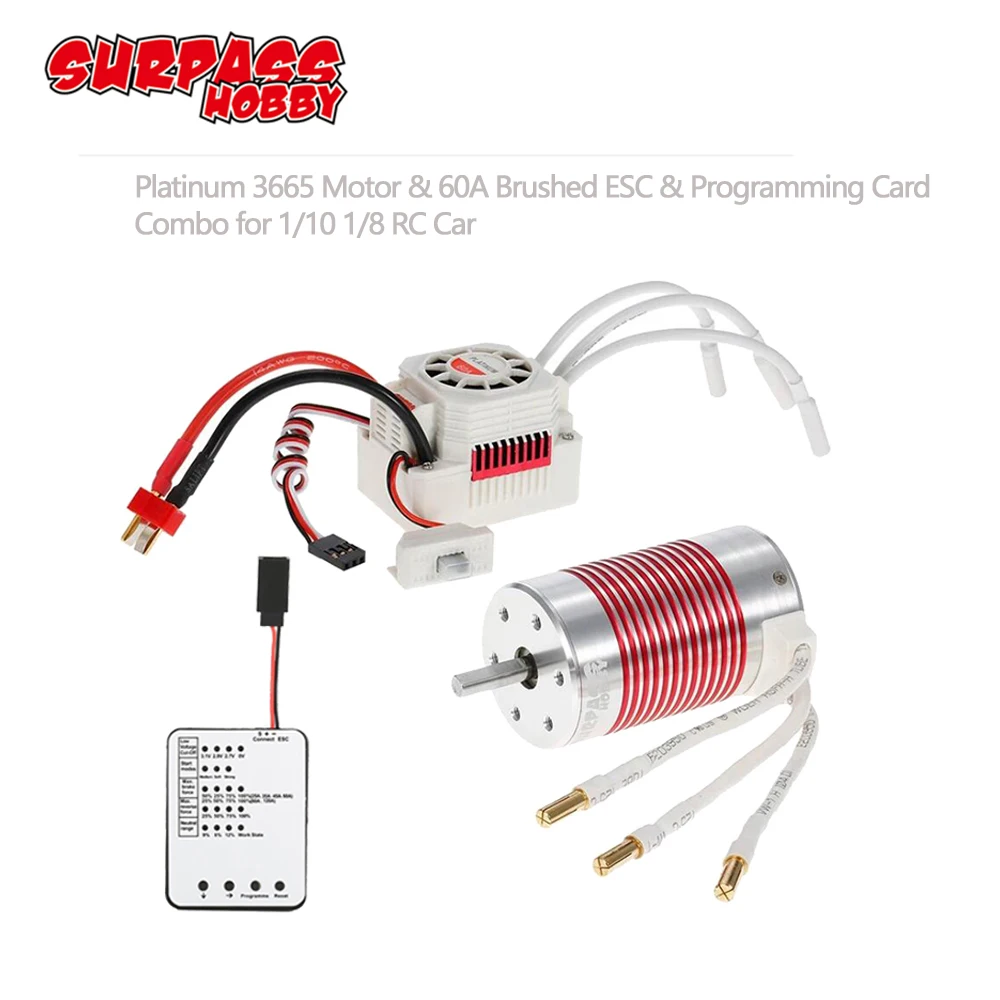 

SURPASSHOBBY Platinum Waterproof Combo 3665 3100KV 2600KV 2100KV бесщеточный мотор с 60A ESC карта программирования для Traxxas Axial