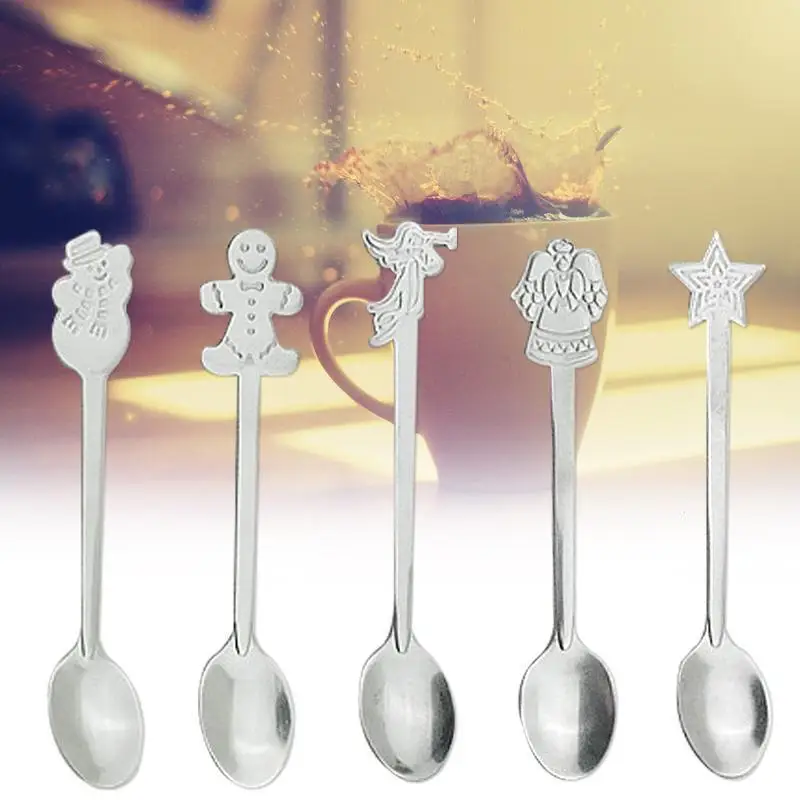 2 шт. Рождество кофе ложка из нержавеющей стали десерт Мороженое Ложка чайные