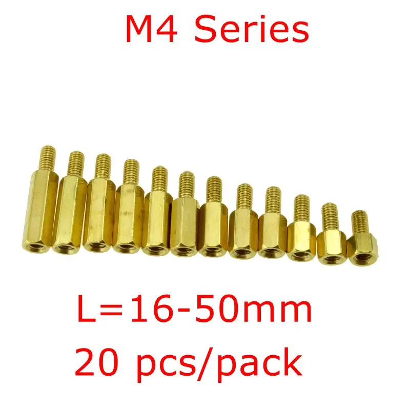 

20 шт. M4 серии M4 * L(16-50 мм) + E(6 мм), латунь, медь