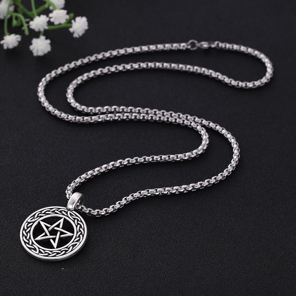 Dawapara полый Pentacle ирландское узел кулон Цепочки и ожерелья пентаграмма ювелирные