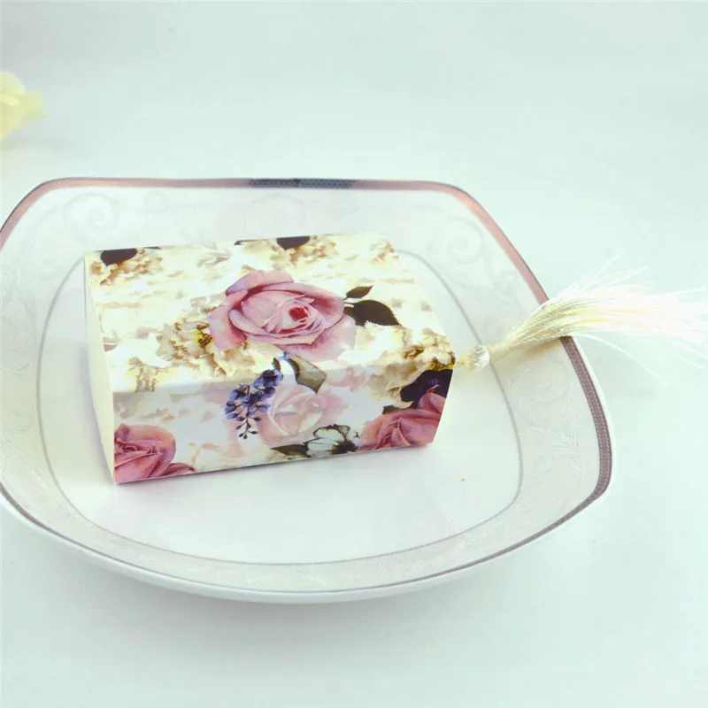 50 шт. подарочные коробки для конфет бумажные пакеты с цветами свадебные Boite Dragees De