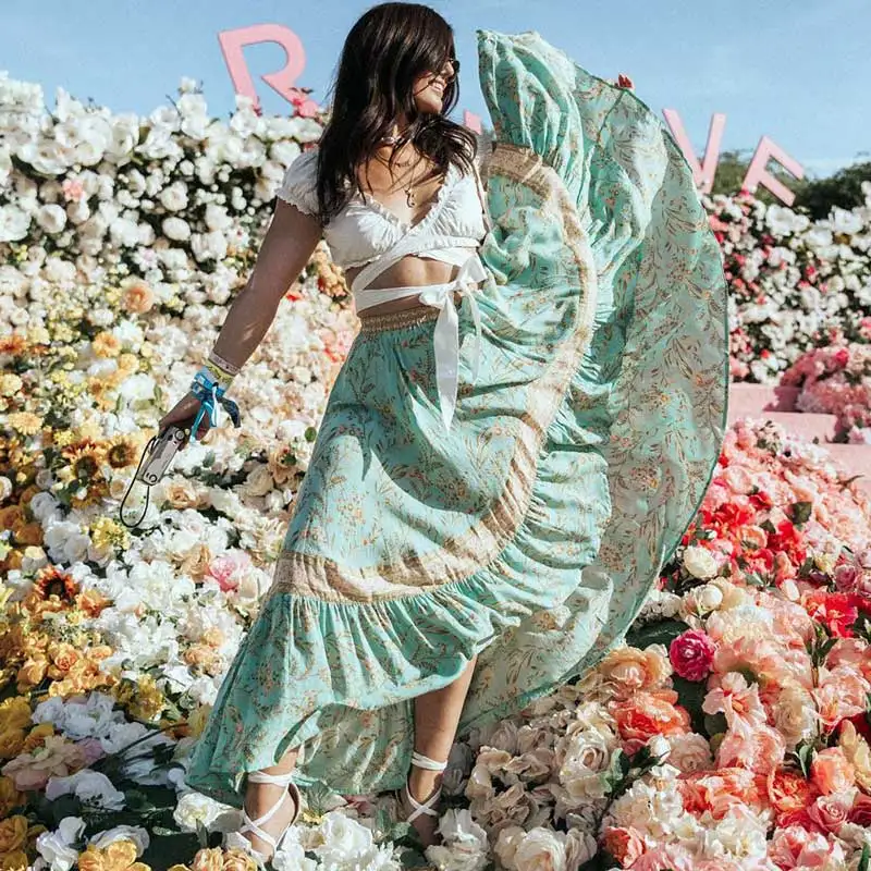 skirt Богемный Вдохновленный футболка с круглым вырезом, короткий рукав, летняя футболка, Boho Chic graphic tee, Женский Топ, женская одежда, футболки - Цвет: skirt