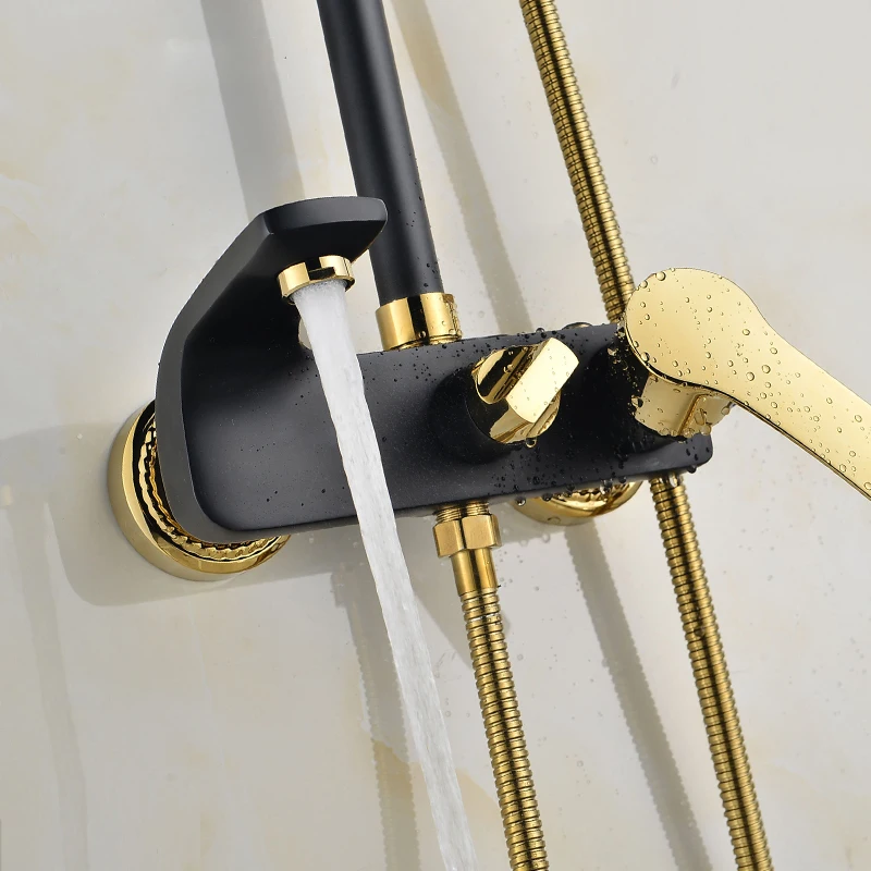 Смеситель для душа Набор смесителей ванны роскошный черный и золотой смеситель с