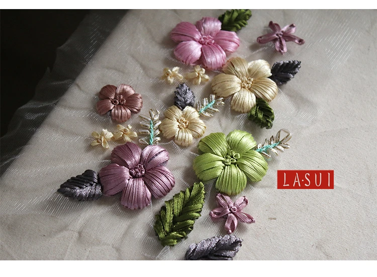 LASUI, новинка, 14*21 см = 2 предмета, ручная вышивка, лента, Кружевная аппликация, 3D Цветы, дизайн одежды, патч, аксессуары для самостоятельной сборки, 0088