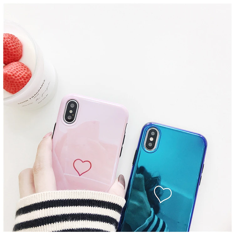Модные blu-ray чехол для iphone х Симпатичные сердце любовь силиконовый 6 7 8 мультфильм