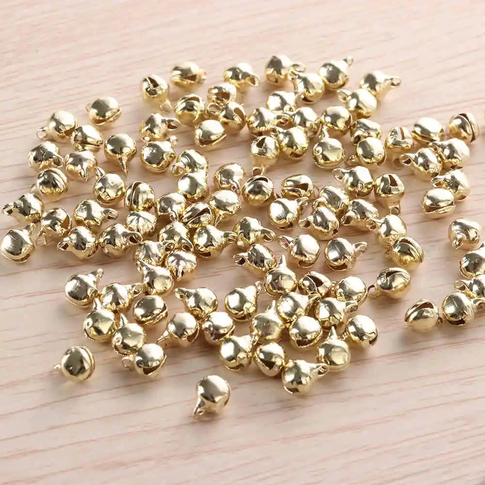 gold 100 шт Новые DIY Рождественские Подвески для колокольчиков подвески Jingle железные цветные свободные бусины крошечные колокольчики украшения - Цвет: gold