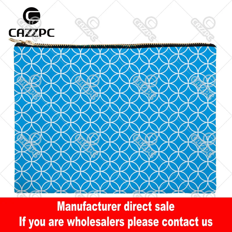 Поп-арт синий Медные линии геометрические холщовые узоры печать косметичка для