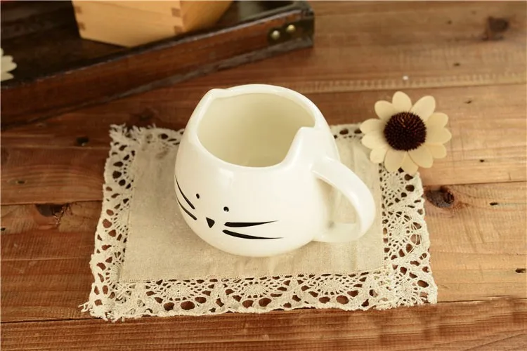 400 ml Черный и белый цвета Cat керамические кружки комплект милый кот дизайн кружка для кофе kawaii любителей кошек пару кружек