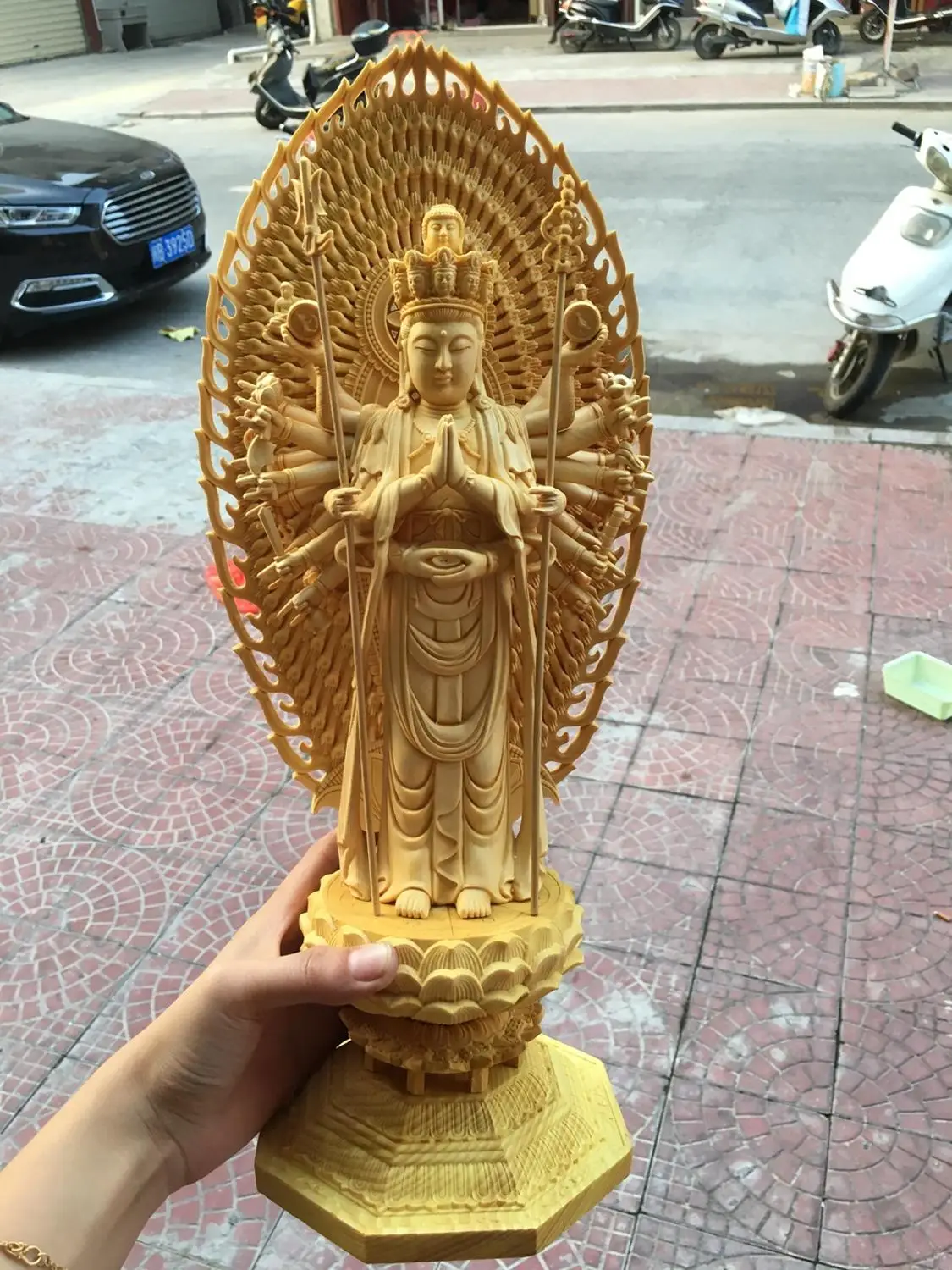 43 см большой Топ резьба по дереву Искусство домашний талисман благосклонность