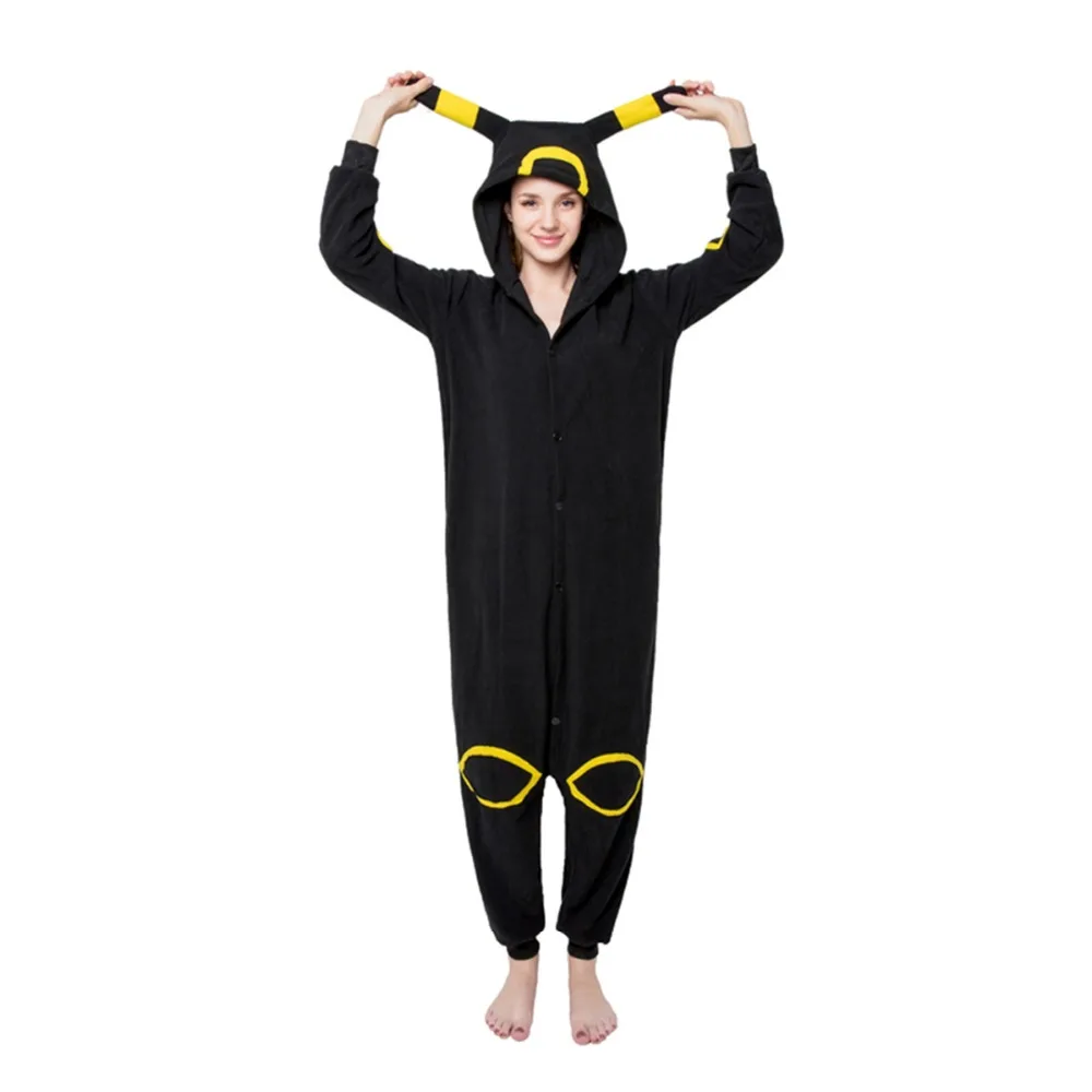 Из Полар флиса костюм Umbreon Kigurumi пижамы Аниме Косплэй унисекс для взрослых