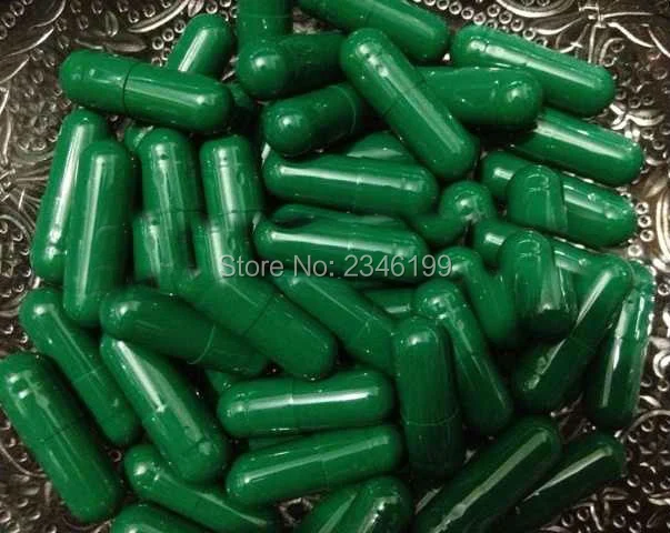 1000 шт./лот полностью темно-зеленые пустые капсулы зеленые Размер 0 # для