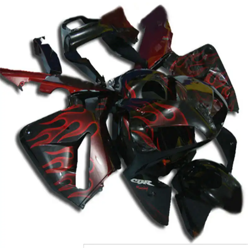 

km Motorcycle Red Flames Black Full Fairing KIT For CBR600RR CBR 600RR CBR600 RR 2003-2004 ABS Plastic